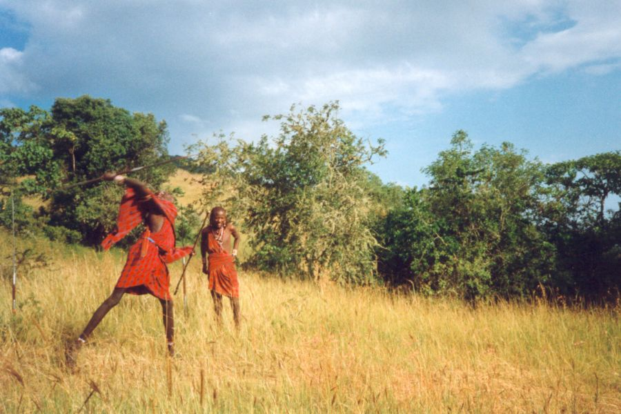the Maasai perform their arts for tourists