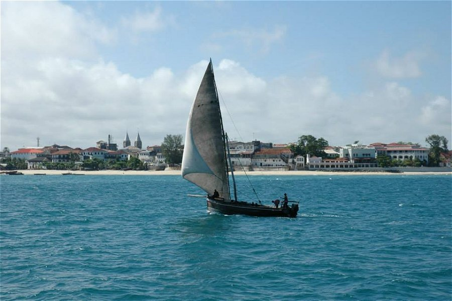 A dhow in front of Stone Town